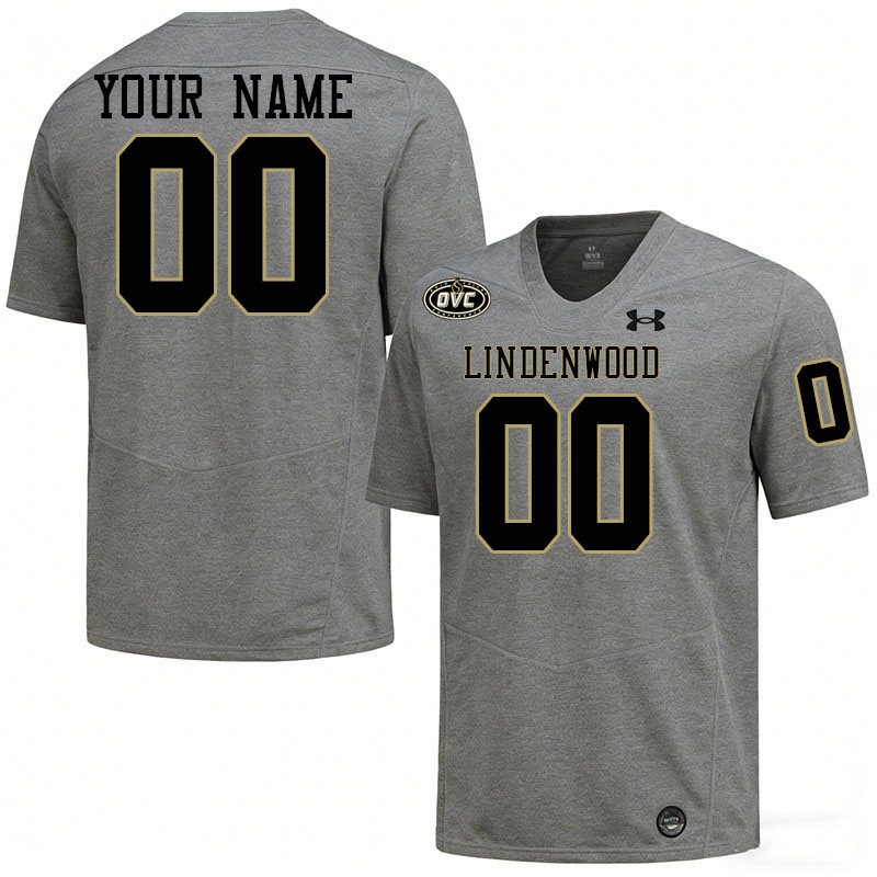 Custom Lindenwood Lions Name And Number Football Jerseys-Grey